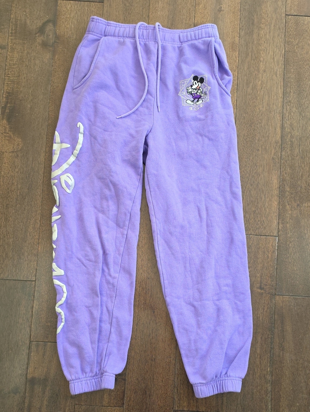Disney 100th Anniversary Purple Joggers Sweatpants Mickey Mouse Embroidery XS - Picture 2 of 12